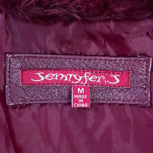 Vintage 70s Genuine Rabbit Fur & Leather Coat Long Jacket Sz M Maroon Burgundy - Picture 11 of 11